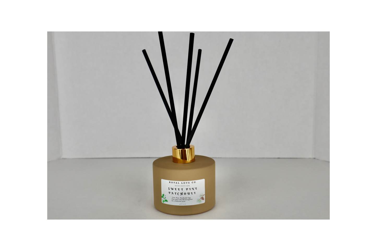 Sweet Pine Patchouli Reed Diffuser in Iced Coffee Matte Bottle 4 oz