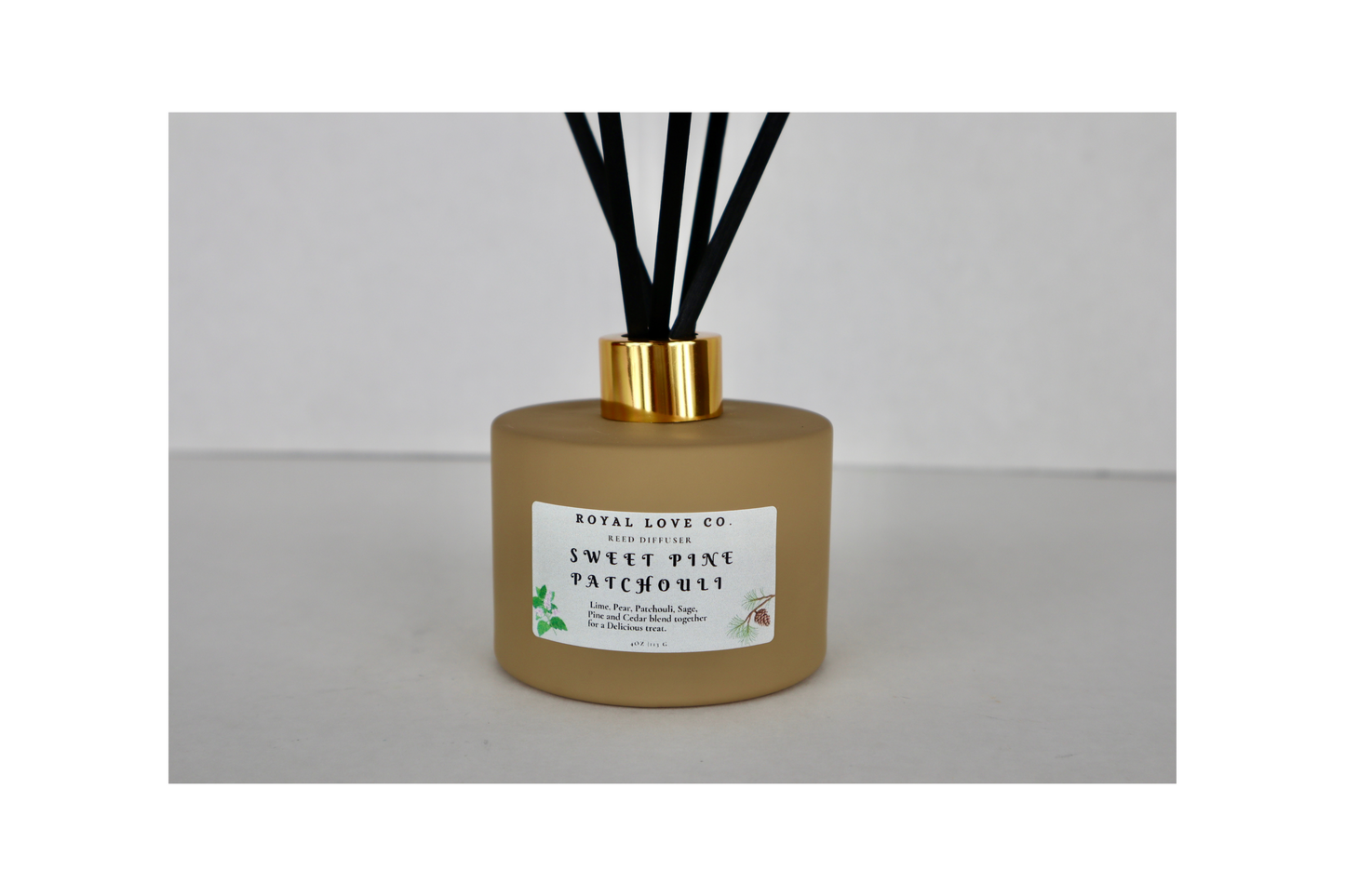 Sweet Pine Patchouli Reed Diffuser in Iced Coffee Matte Bottle 4 oz