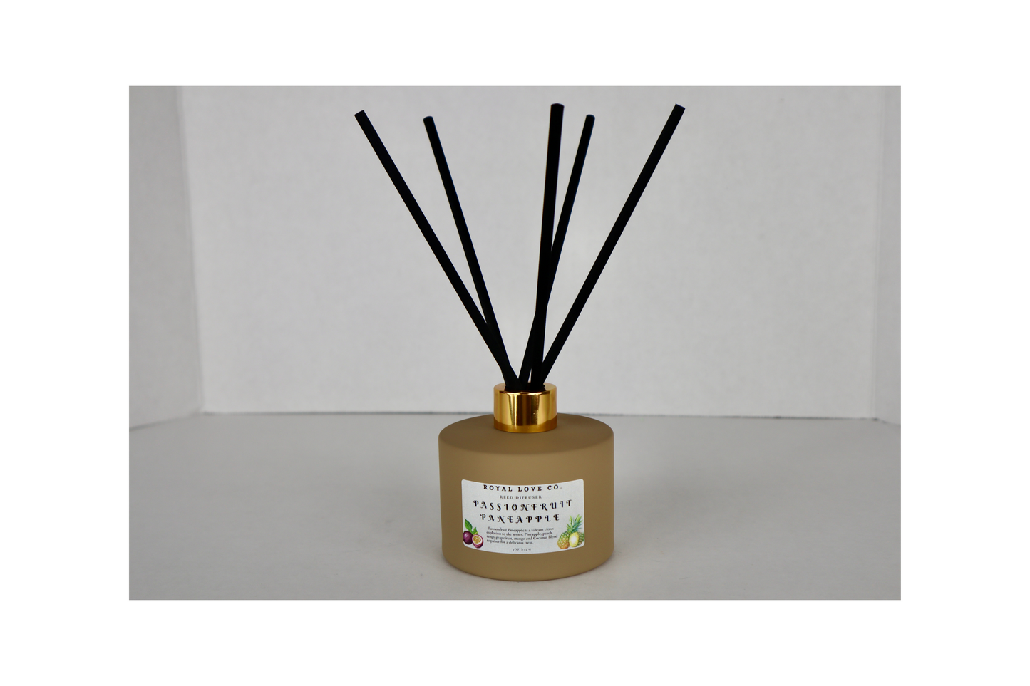 Passionfruit Pineapple Reed Diffuser in a Iced Coffee Matte Bottle 4 oz