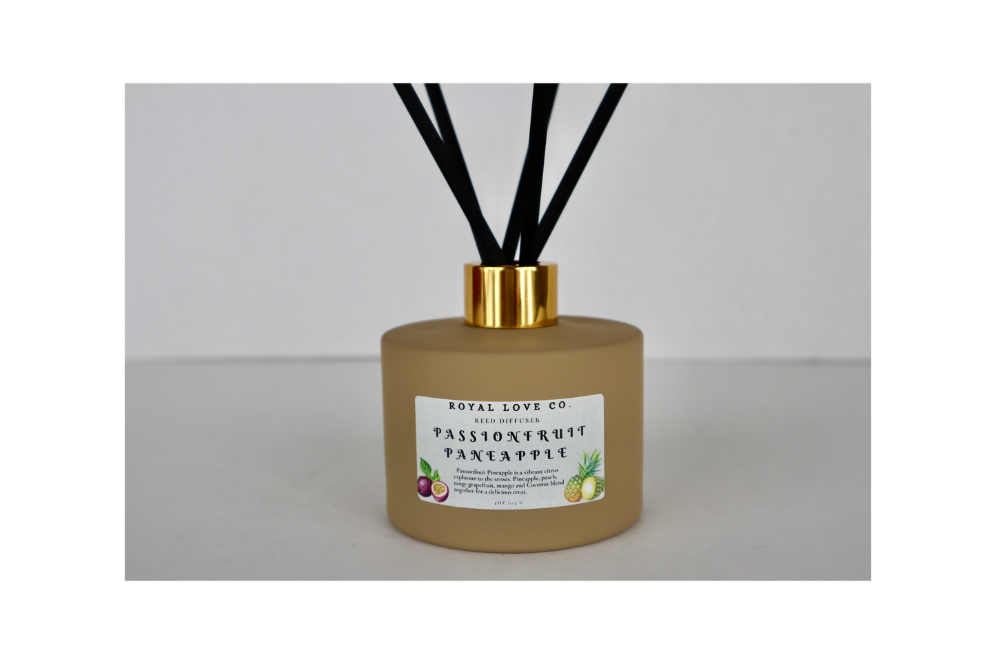 Passionfruit Pineapple Reed Diffuser in a Iced Coffee Matte Bottle 4 oz