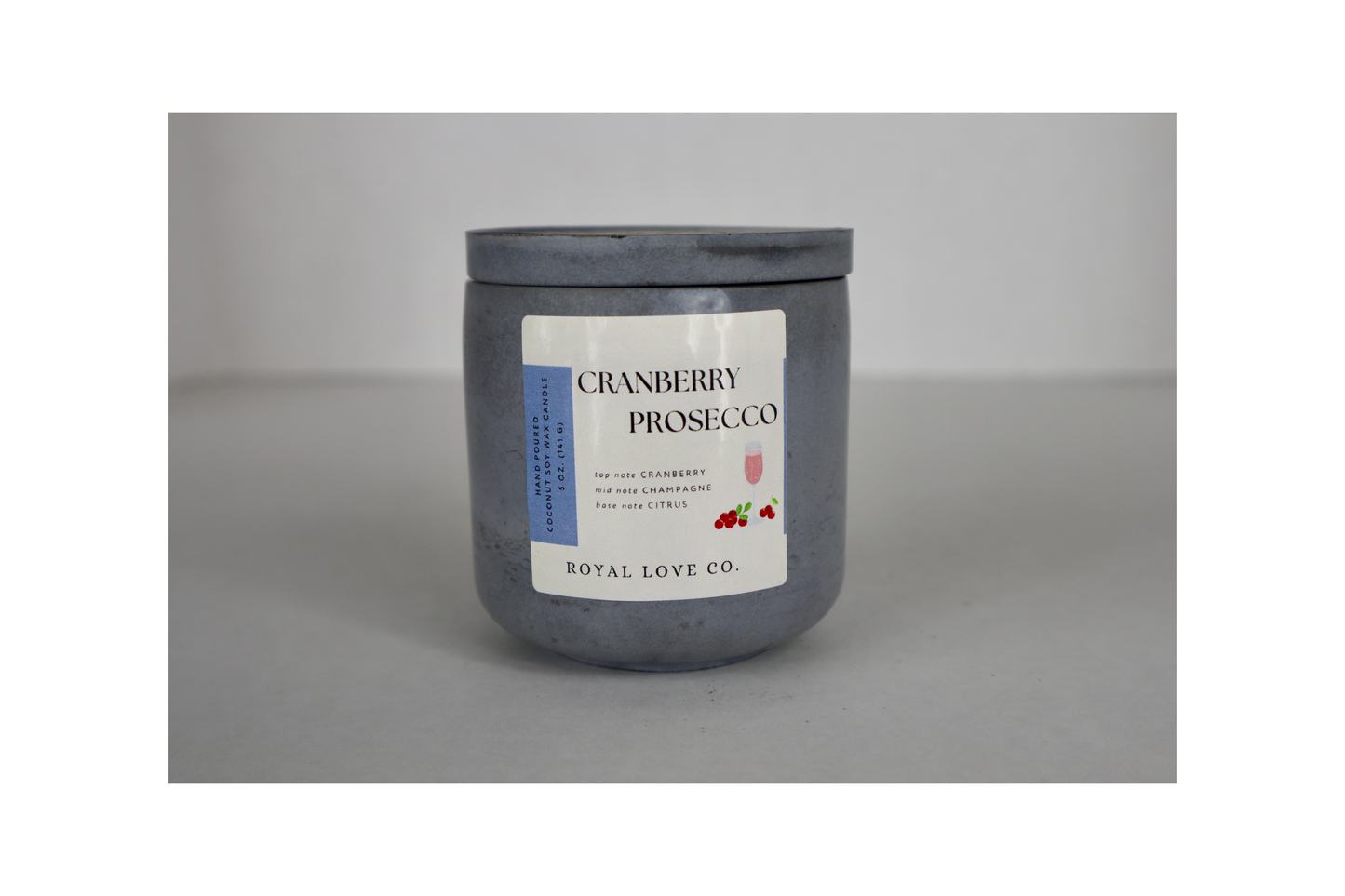 Cranberry Prosecco Candle in a Handmade Concrete Jar