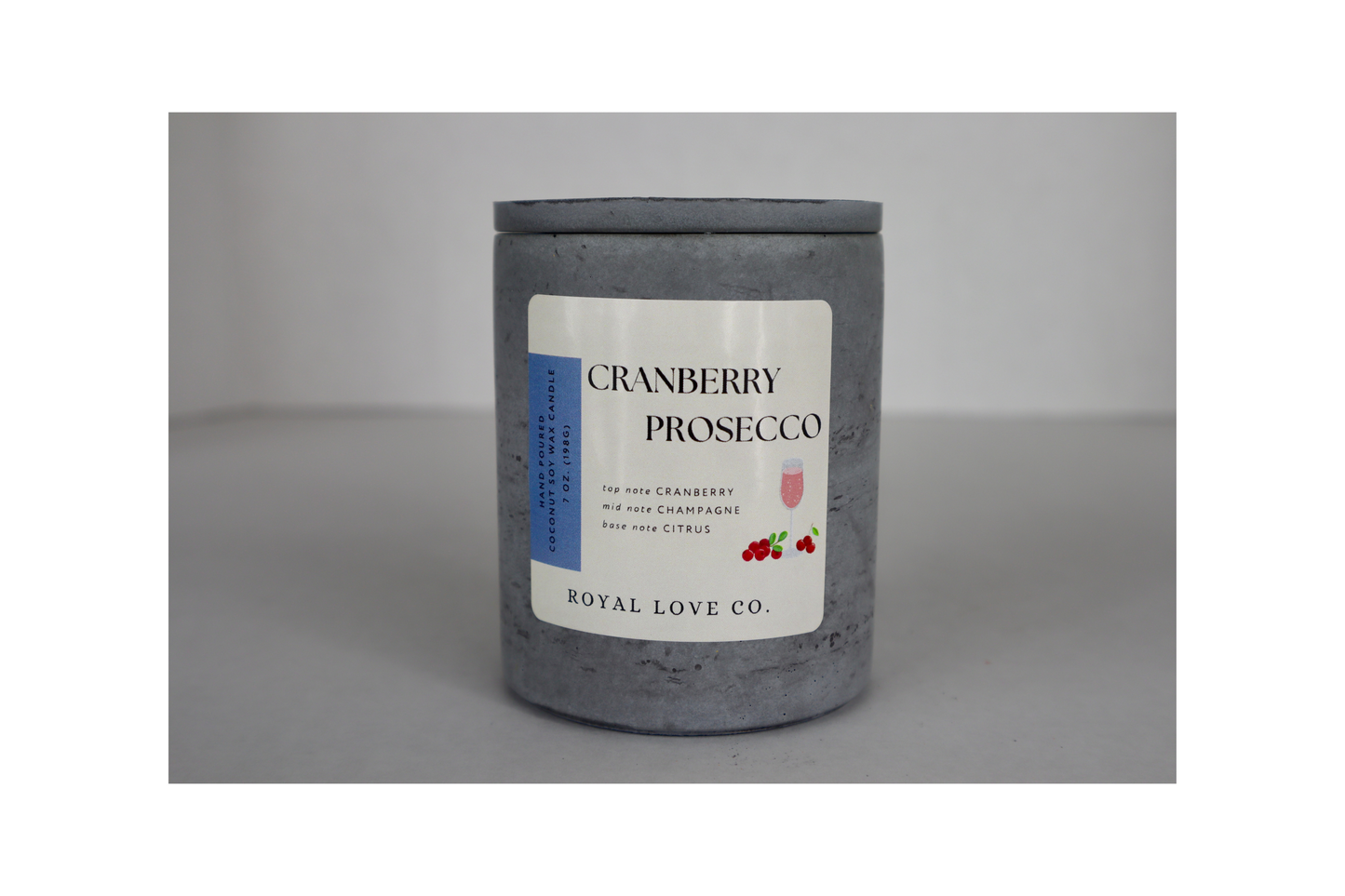 Cranberry Prosecco Candle in a Handmade Concrete Jar