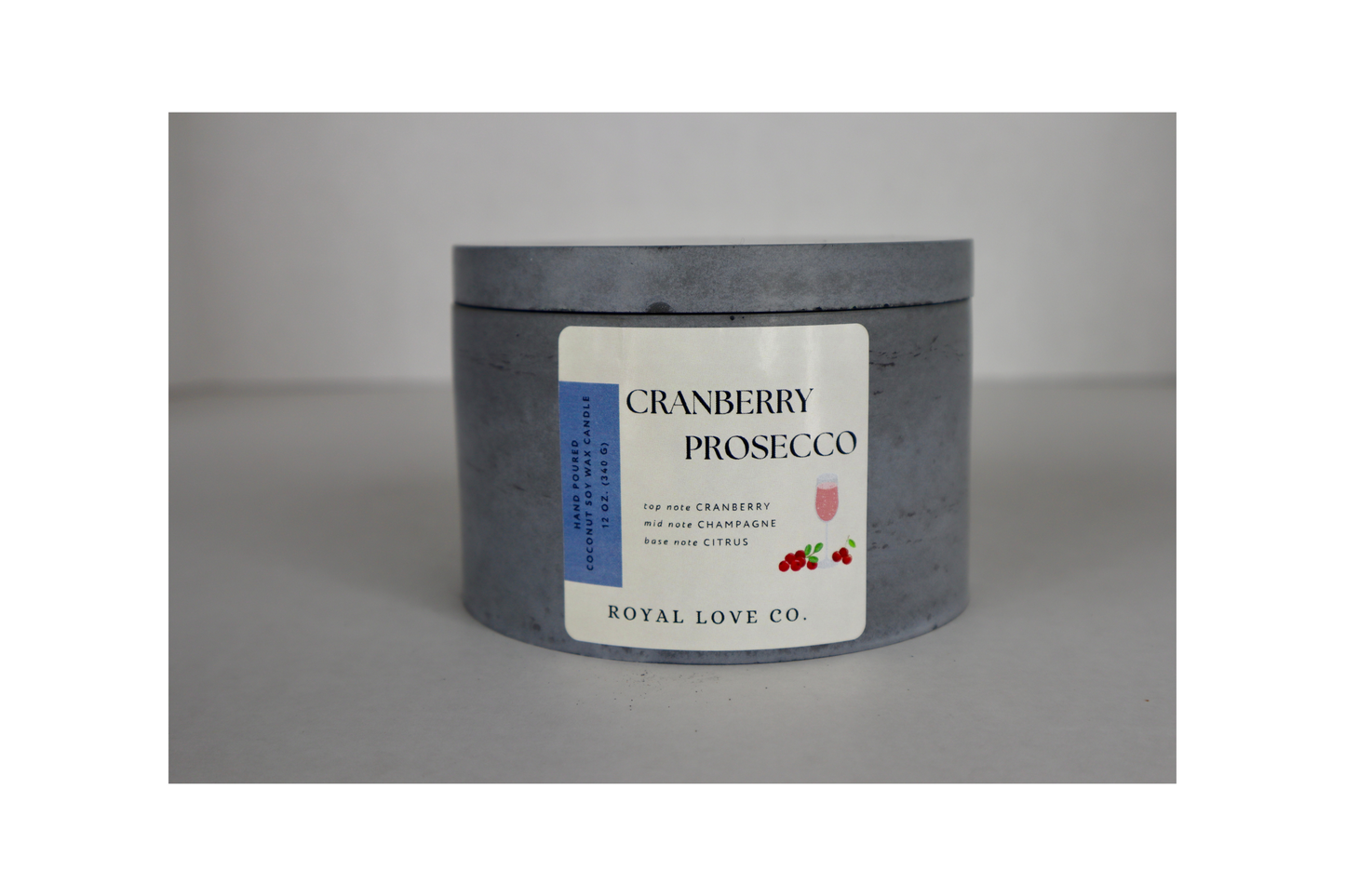 Cranberry Prosecco Candle in a Handmade Concrete Jar