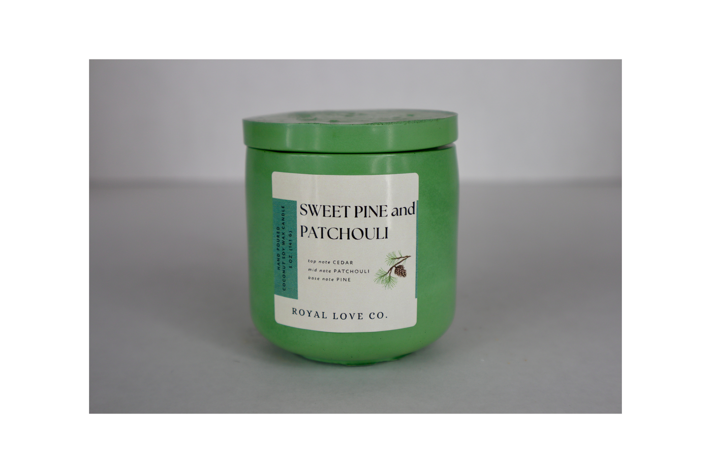 Sweet Pine and Patchouli Candle in a Handmade Concrete Jar