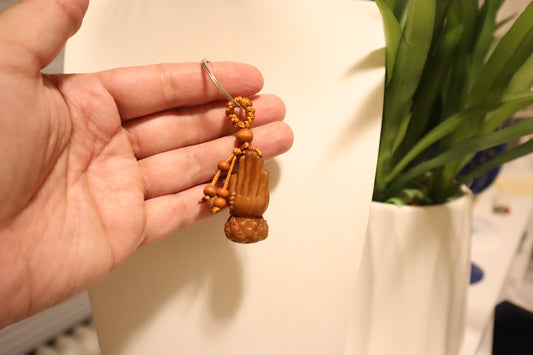 Wood Carving Wooden Pray Hand Keychain